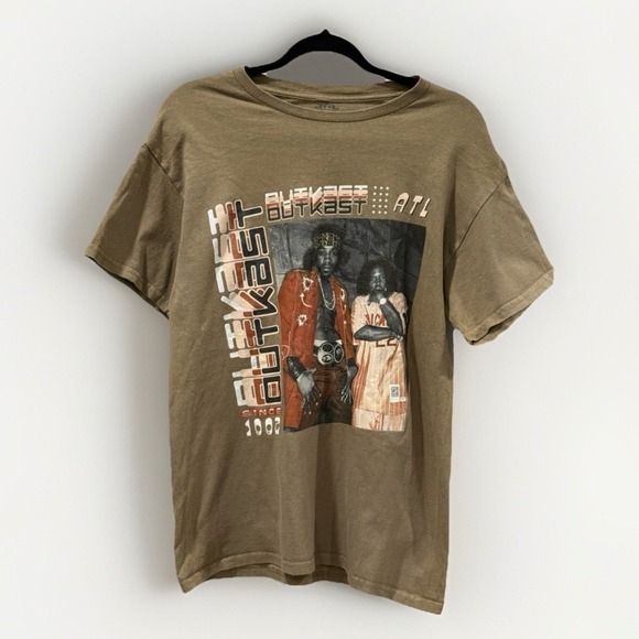 OutKast Graphic T-Shirt ATL Hip Hop‎ Rap Tee Brown Size M Vintage Style Big Boi - Picture 1 of 3